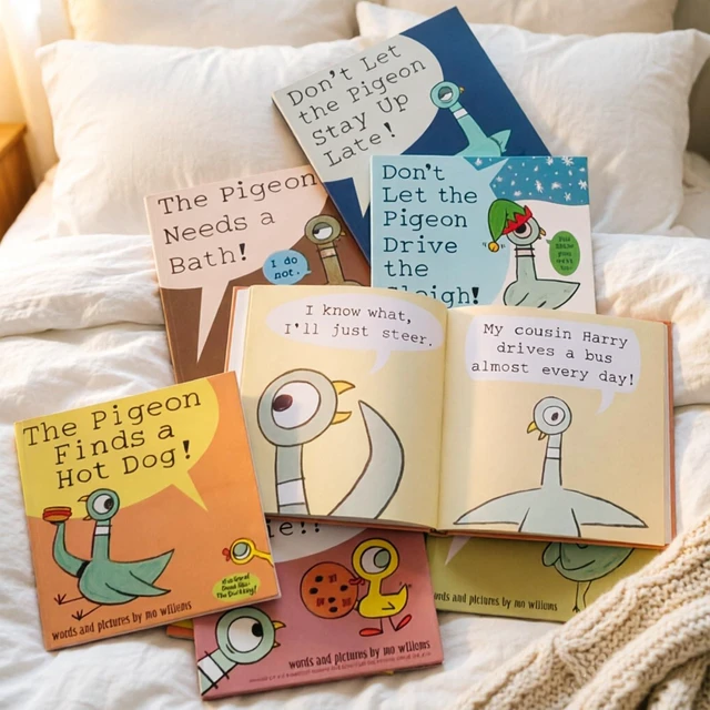 Alt view image 3 of 7 - 9 Pcs Pigeon Books Paperback Set, Mo Willems Book Series for Early Reader Dont Let the Pigeon Drive the Bus Book Collection, Complete 9-volume Mo Willems Pigeon for Family Reading & Education Gift