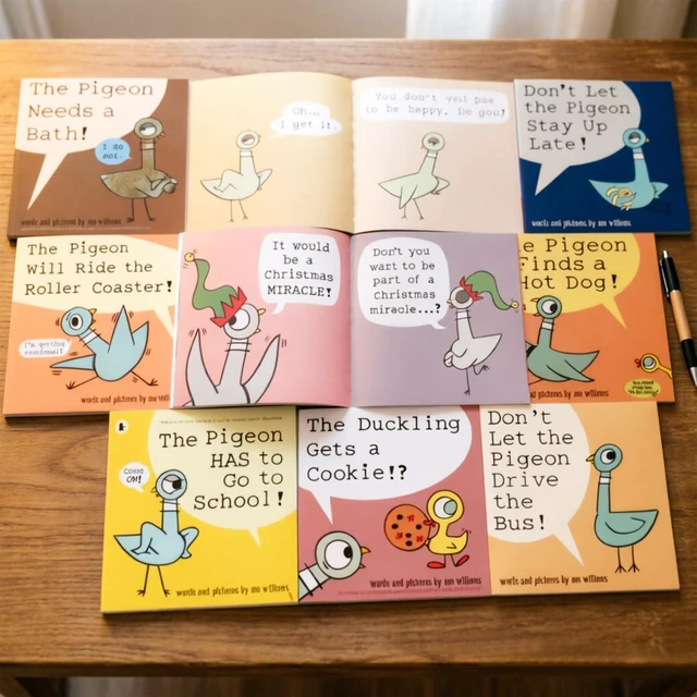 Alt view image 5 of 7 - 9 Pcs Pigeon Books Paperback Set, Mo Willems Book Series for Early Reader Dont Let the Pigeon Drive the Bus Book Collection, Complete 9-volume Mo Willems Pigeon for Family Reading & Education Gift