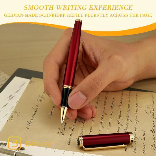 Alt view image 7 of 7 - Luxury Rollerball Pen,24K Gold Trim,Noble and Elegant Designs,Schneider Ink Refill, Best Roller Ball Pen Gift Set for Men & Women, Professional, Executive Office, Nice Pens