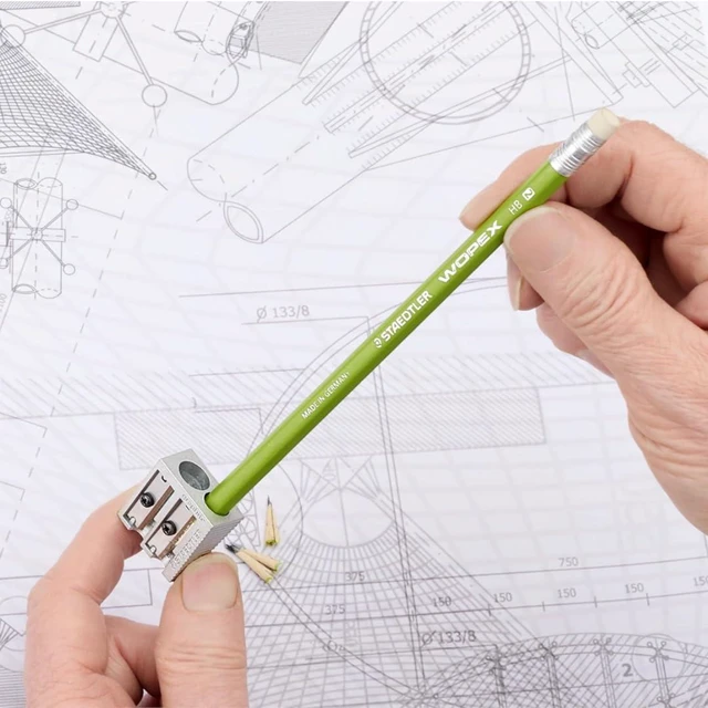 Alt view image 3 of 7 - Metal Double-Hole Pencil Sharpener, 12 Pack Precision 23° & 30° Angles, Standard & Colored Pencils, 3-Point Blade Design