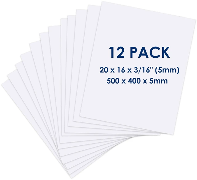 Main image of Foam Board 16 x 20 x 3/16"(5mm), Foam Core Board Sheets, White Poster Board 12 Pack, Acid Free Foamboard, Rigid Sign Board for Mounting, Framing, Backing, Display, Presentation, Prints, Crafts & Art