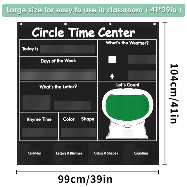 Alt view image 4 of 6 - Circle Time Learning Center Pocket Chart, Classroom Calendar(Black) Printed Days of The Week with CardsLearning for Home or Kindergarten, Teacher Must Have Supplies That Fits Any School Décor