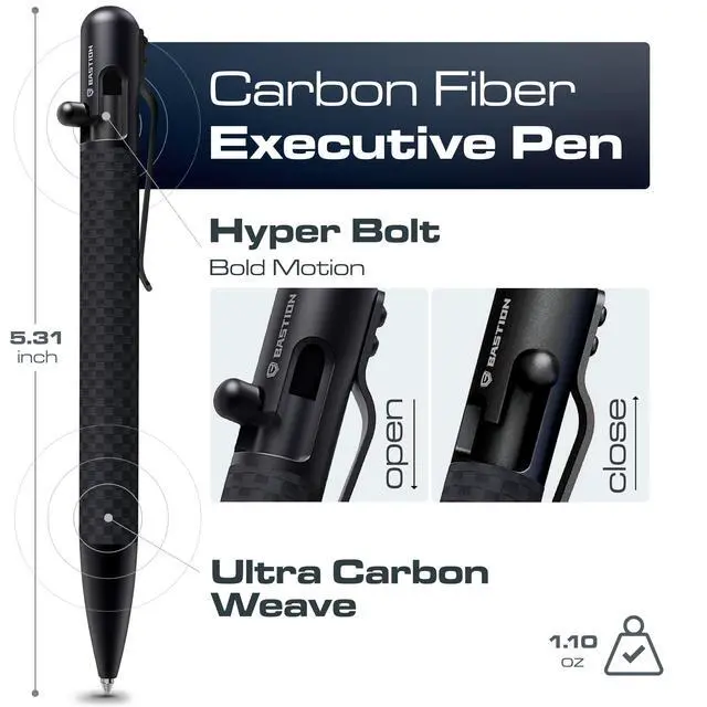 Alt view image 2 of 6 - Bolt Action Pen, Carbon Fiber Black, Premium Metal Writing Pen