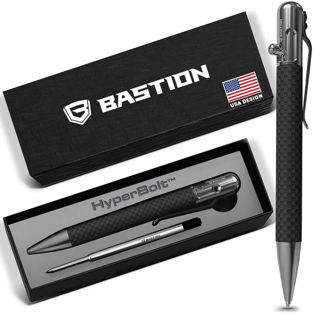 Main image of Bolt Action Pen, Carbon Fiber & Stainless Steel, HyperBolt EDC Pen, Refillable Lightweight Writing Pen, Premium Graduation Gift, Executive Pocket Pen