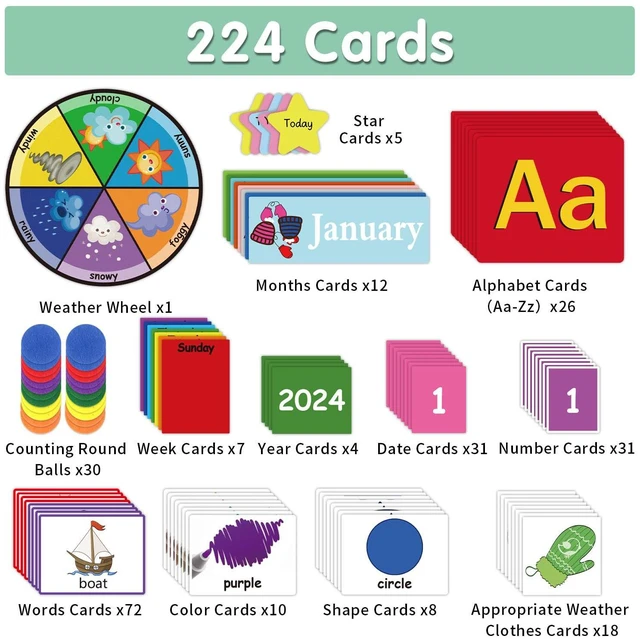 Alt view image 5 of 6 - Circle Time Learning Center Pocket Chart, Classroom Calendar(Black) Printed Days of The Week with CardsLearning for Home or Kindergarten, Teacher Must Have Supplies That Fits Any School Décor