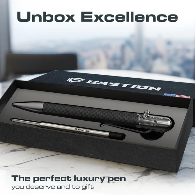 Alt view image 5 of 7 - Bolt Action Pen, Carbon Fiber & Stainless Steel, HyperBolt EDC Pen, Refillable Lightweight Writing Pen, Premium Graduation Gift, Executive Pocket Pen