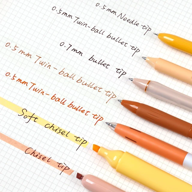 Alt view image 3 of 6 - Gel Pens Journaling Highlighters: 0.5 &0.7mm Orange Journal Set 7ct Black & Multicolor Pen Highlighter No Bleed Smooth Writing for Drawing Journaling Teachers Nurses Office Gift
