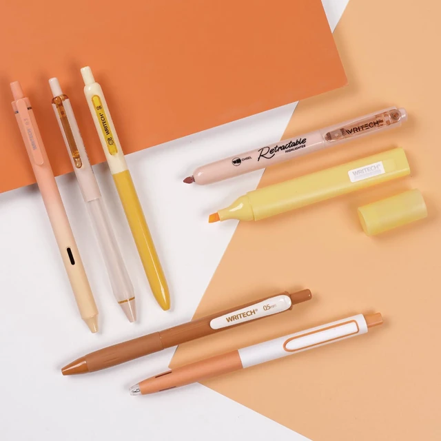 Alt view image 5 of 6 - Gel Pens Journaling Highlighters: 0.5 &0.7mm Orange Journal Set 7ct Black & Multicolor Pen Highlighter No Bleed Smooth Writing for Drawing Journaling Teachers Nurses Office Gift