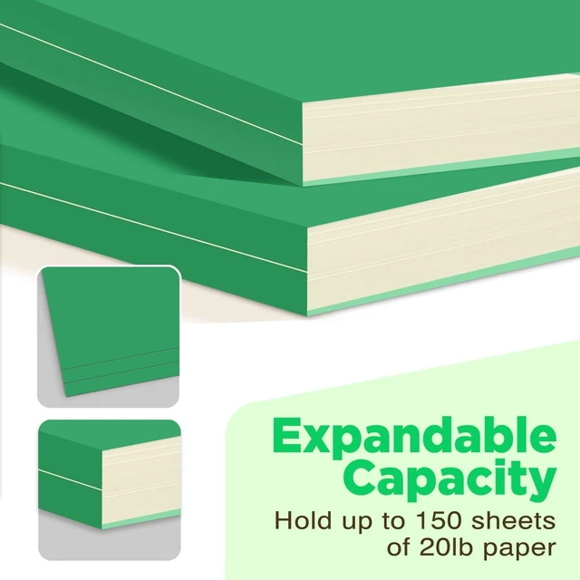 Alt view image 4 of 6 - Green File Folders 100 Pack, Letter Size 8.5 x 11, 1/3-Cut Tab Colored File Folders, Durable Everyday Folders for Office, School, Home & Business Filing Supplies