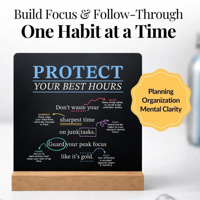 Alt view image 2 of 7 - Executive Functioning Mindset Cards 52 Daily Habit Cards for Focus, Organization & Follow Through for Kids, Teens & Adults Includes Wooden Display Stand Gift for Teachers & Parents