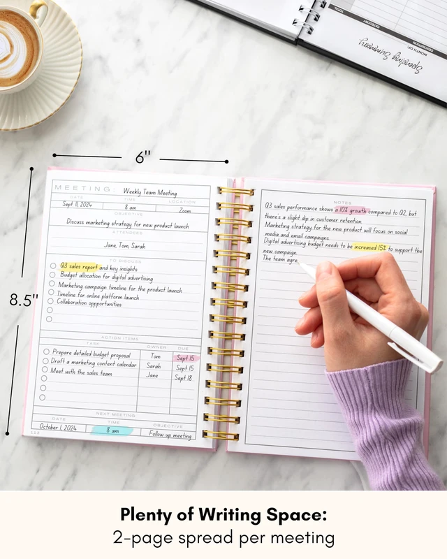 Alt view image 2 of 7 - Meeting Notebook for Work OrganizationWork Notebook for Note Taking Meeting Planner & Office Supplies for Men & Women to Stay Organized with 100+ Meeting Pages, Action Items & Project Planning