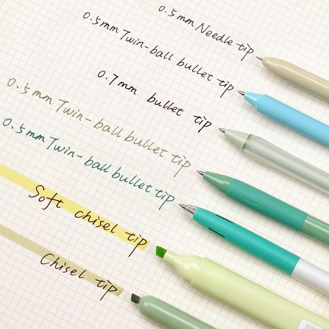 Alt view image 3 of 7 - Gel Pens Journaling Highlighters: 0.5 & 0.7mm Green Journal Set 7ct Black & Multicolor Pen Highlighter No Bleed Smooth Writing for Drawing Journaling Teachers Nurses Office Gift