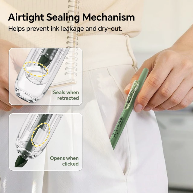 Alt view image 6 of 7 - Gel Pens Journaling Highlighters: 0.5 & 0.7mm Green Journal Set 7ct Black & Multicolor Pen Highlighter No Bleed Smooth Writing for Drawing Journaling Teachers Nurses Office Gift