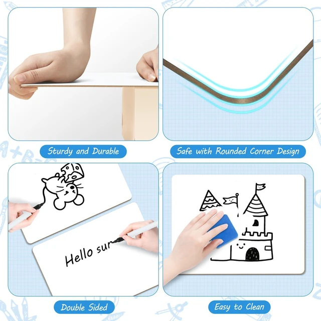 Alt view image 5 of 7 - 36 Pack Double-Sided Dry Erase White Boards 9 x 12 Inch Small White Boards for Students with 36 Dry Erase Markers & Erasers, Reusable Classroom Whiteboards