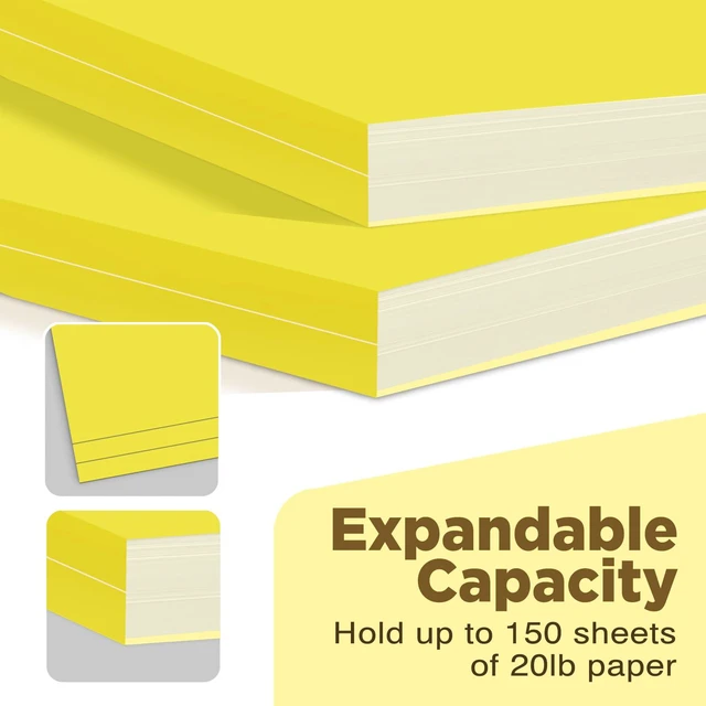 Alt view image 4 of 6 - Yellow File Folders 100 Pack, Letter Size 8.5 x 11, 1/3-Cut Tab Colored File Folders, Durable Everyday Folders for Office, School, Home & Business Filing Supplies