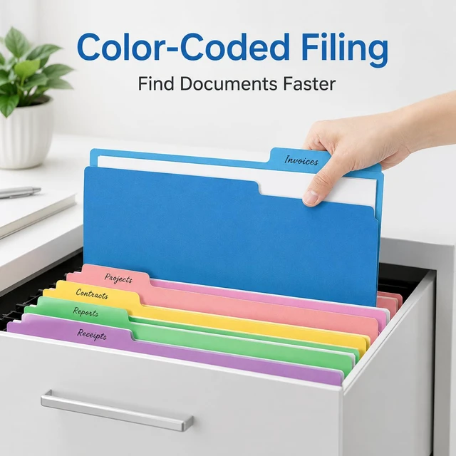 Alt view image 7 of 7 - Assorted Colored File Folders 100 Pack, Letter Size 8.5 x 11, 1/3-Cut Tab Color File Folders for Office, School, Home & Business Filing Supplies, Pink Yellow Blue Green Purple