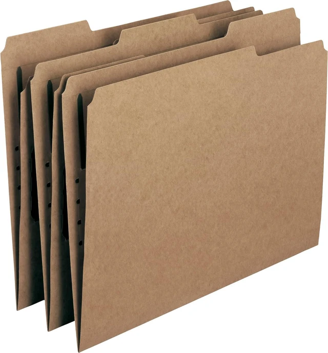 Main image of Fastener File Folders, Reinforced 1/3-Cut Tabs, 1 Fastener, Letter Size, Kraft, 50 per Box (14834)