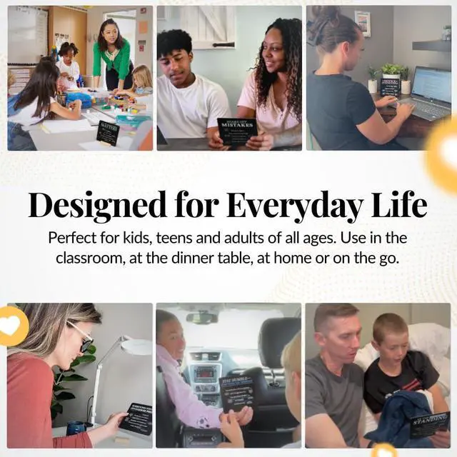 Alt view image 5 of 7 - Executive Functioning Mindset Cards 52 Daily Habit Cards for Focus, Organization & Follow Through for Kids, Teens & Adults Includes Wooden Display Stand Gift for Teachers & Parents