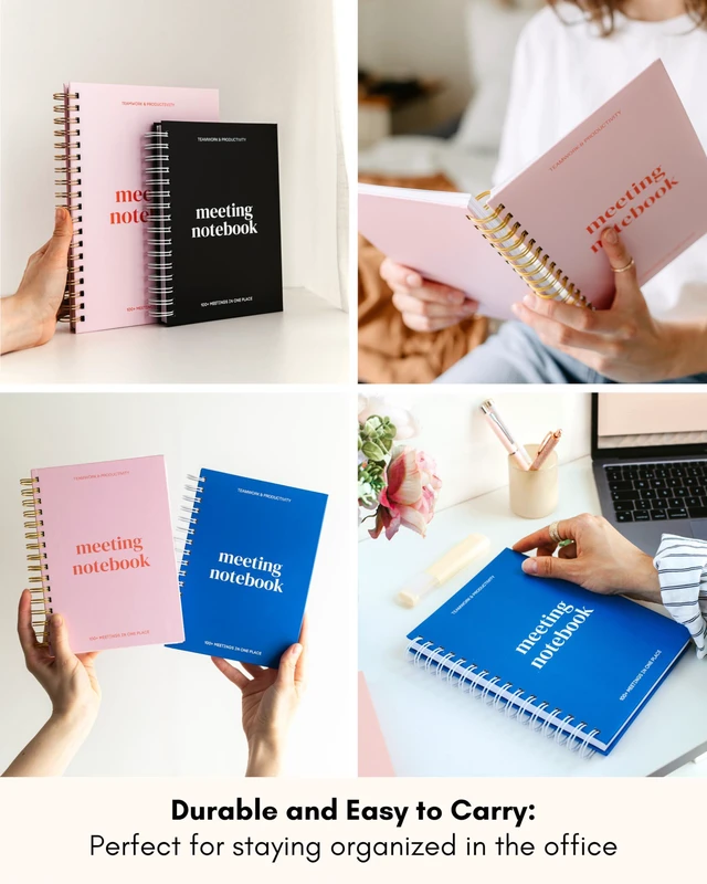 Alt view image 6 of 7 - Meeting Notebook for Work OrganizationWork Notebook for Note Taking Meeting Planner & Office Supplies for Men & Women to Stay Organized with 100+ Meeting Pages, Action Items & Project Planning