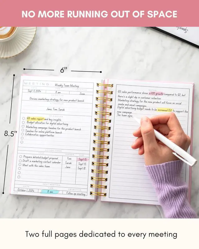 Alt view image 4 of 7 - Meeting Notebook for Work OrganizationWork Notebook for Note Taking Meeting Planner & Office Supplies for Men & Women to Stay Organized with 100+ Meeting Pages, Action Items & Project Planning