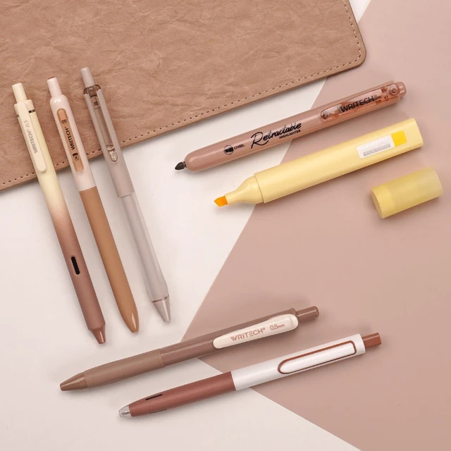 Alt view image 5 of 7 - Gel Pens Journaling Highlighters: Earth Tones Journal Set 7ct Black & Multicolor Pen Highlighter No Bleed Smooth Writing for Drawing Journaling Teachers Nurses Office Gift