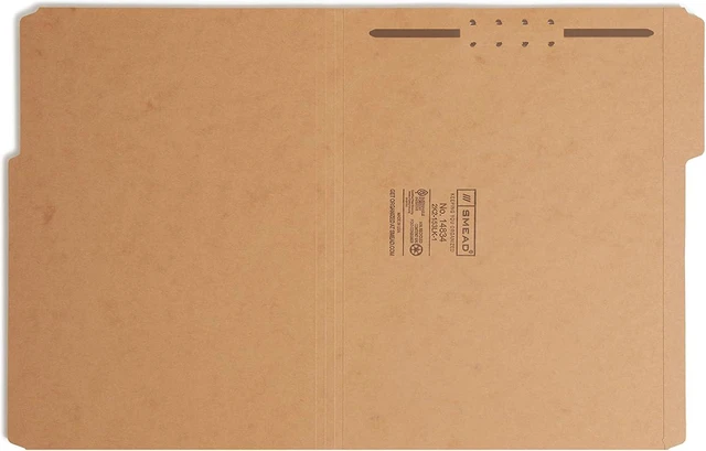 Alt view image 6 of 7 - Fastener File Folders, Reinforced 1/3-Cut Tabs, 1 Fastener, Letter Size, Kraft, 50 per Box (14834)