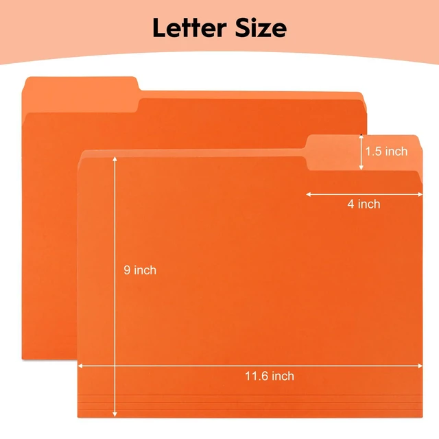 Alt view image 3 of 7 - 100-Pack Color File Folders, 1/3 Cut Tab, Letter Size Manilla Folder for School/Office/Classroom, Orange