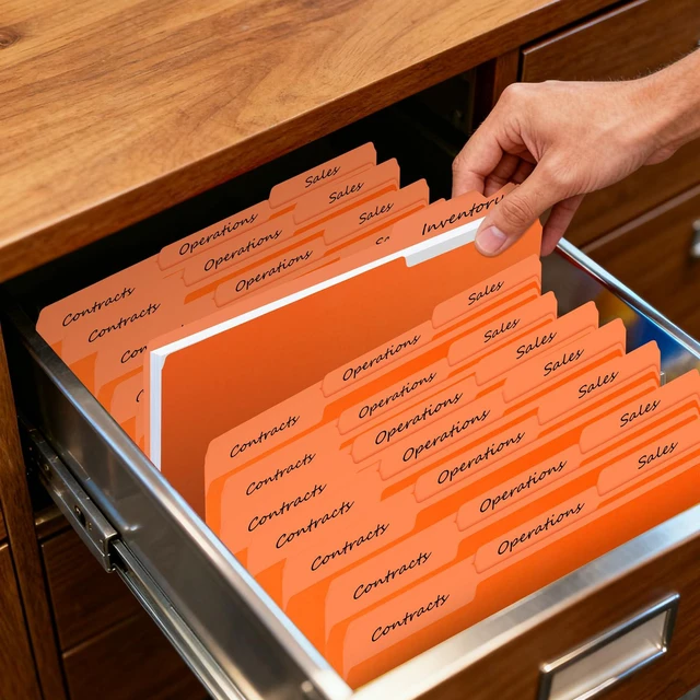 Alt view image 6 of 7 - 100-Pack Color File Folders, 1/3 Cut Tab, Letter Size Manilla Folder for School/Office/Classroom, Orange