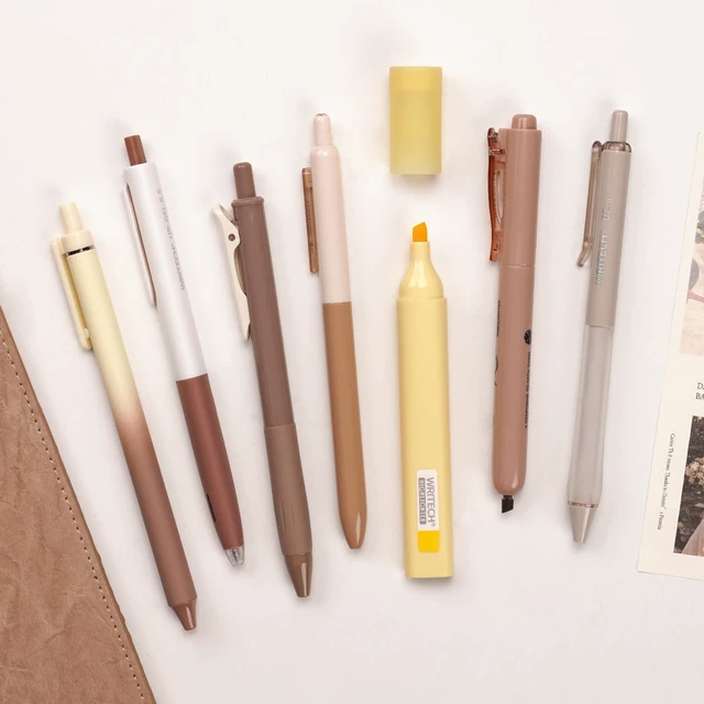Alt view image 6 of 7 - Gel Pens Journaling Highlighters: Earth Tones Journal Set 7ct Black & Multicolor Pen Highlighter No Bleed Smooth Writing for Drawing Journaling Teachers Nurses Office Gift