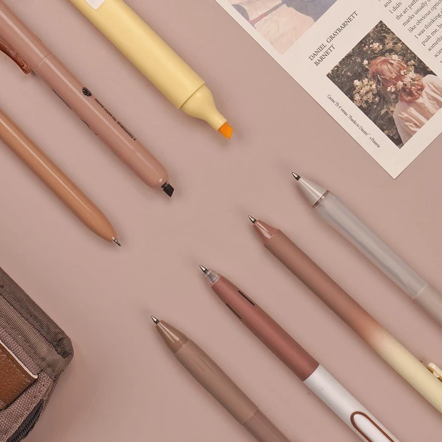 Alt view image 7 of 7 - Gel Pens Journaling Highlighters: Earth Tones Journal Set 7ct Black & Multicolor Pen Highlighter No Bleed Smooth Writing for Drawing Journaling Teachers Nurses Office Gift