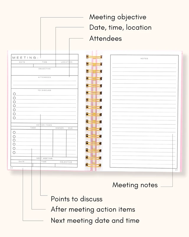 Alt view image 3 of 7 - Meeting Notebook for Work OrganizationWork Notebook for Note Taking Meeting Planner & Office Supplies for Men & Women to Stay Organized with 100+ Meeting Pages, Action Items & Project Planning