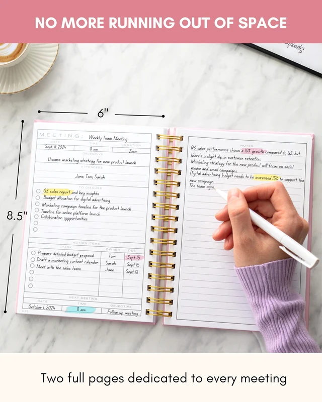 Alt view image 4 of 7 - Meeting Notebook for Work OrganizationWork Notebook for Note Taking Meeting Planner & Office Supplies for Men & Women to Stay Organized with 100+ Meeting Pages, Action Items & Project Planning
