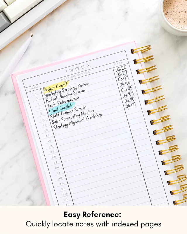 Alt view image 7 of 7 - Meeting Notebook for Work OrganizationWork Notebook for Note Taking Meeting Planner & Office Supplies for Men & Women to Stay Organized with 100+ Meeting Pages, Action Items & Project Planning
