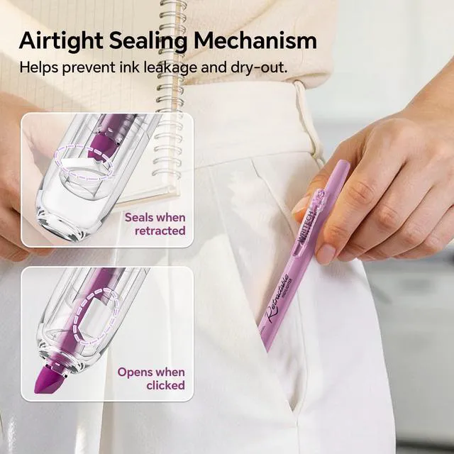 Alt view image 5 of 7 - Gel Pens Journaling Highlighters: 0.5 &0.7mm Purple Journal Set 7ct Black & Multicolor Pen Highlighter No Bleed Smooth Writing for Drawing Journaling Teachers Nurses Office Gift