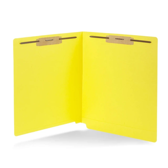 Alt view image 7 of 7 - 50 Yellow End Tab Fastener File Folders, Letter Size Durable 11pt Yellow Paper, Straight Cut End Tabs, 2 Prong Fasteners, Medical Files, Receipts, Office Reports