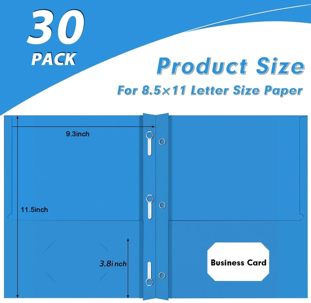 Alt view image 4 of 7 - 30 Pack Two Pocket Paper Folders with Prongs, Letter Size(Lightblue) 3 Prong Folders with Pockets, Paper, 3 Hole Punched, For School, Office, Home, Business