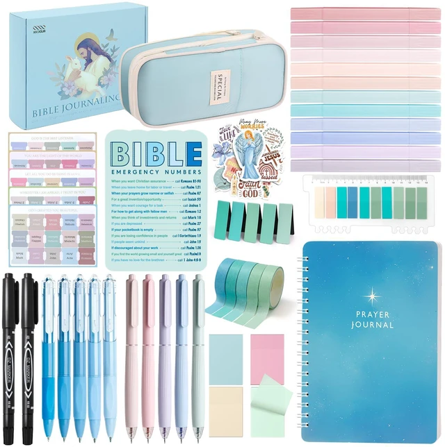 Main image of 50 Bible Study Supplies Journaling Kit with Journal and Case, Blue Bible Study Journaling Kit for Women, Deluxe Gift Box with Bible Accessories Helps Highlight Verses, Organize Notes