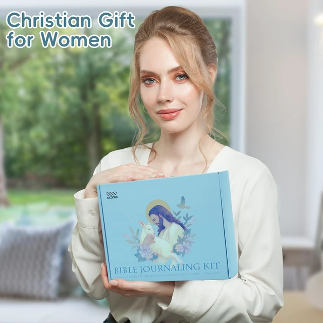 Alt view image 6 of 7 - 50 Bible Study Supplies Journaling Kit with Journal and Case, Blue Bible Study Journaling Kit for Women, Deluxe Gift Box with Bible Accessories Helps Highlight Verses, Organize Notes