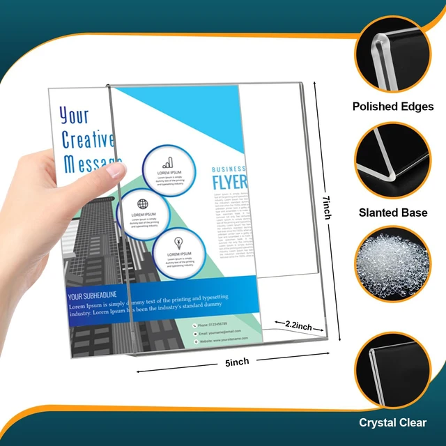 Alt view image 3 of 7 - Acrylic Sign Holder 5x7 Inches, 16 Pack Clear Plastic Table Paper Display Stand, L-Shape Vertical Menu Holder Stand, Clear Picture Photo Flyer Display Stand for Restaurants, Store Show, Office Desktop