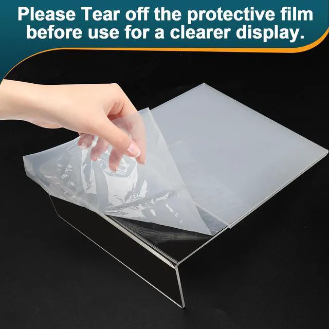 Alt view image 5 of 7 - Acrylic Sign Holder 5x7 Inches, 16 Pack Clear Plastic Table Paper Display Stand, L-Shape Vertical Menu Holder Stand, Clear Picture Photo Flyer Display Stand for Restaurants, Store Show, Office Desktop