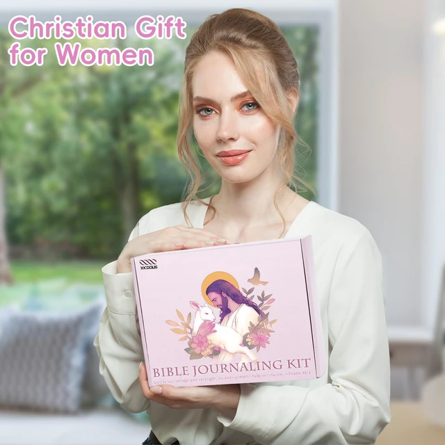 Alt view image 7 of 7 - 50 Bible Study Supplies Journaling Kit with Journal and Case, Pink Bible Study Journaling Kit for Women, Deluxe Gift Box with Bible Accessories Helps Highlight Verses, Organize Notes
