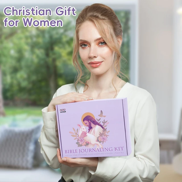 Alt view image 6 of 7 - 50 Bible Study Supplies Journaling Kit with Journal and Case, Purple Bible Study Journaling Kit for Women, Deluxe Gift Box with Bible Accessories Helps Highlight Verses, Organize Notes