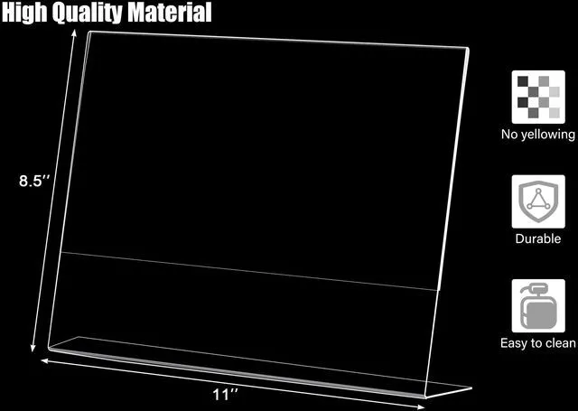 Alt view image 2 of 7 - 6pack Acrylic Sign Holder Horizontal, 8.5x11 L Shape Clear Plastic Plastic Sign Holder, Table Sign Holder, Unbreakable Menu Holder for Restaurant, Office, School, Store and Home Use