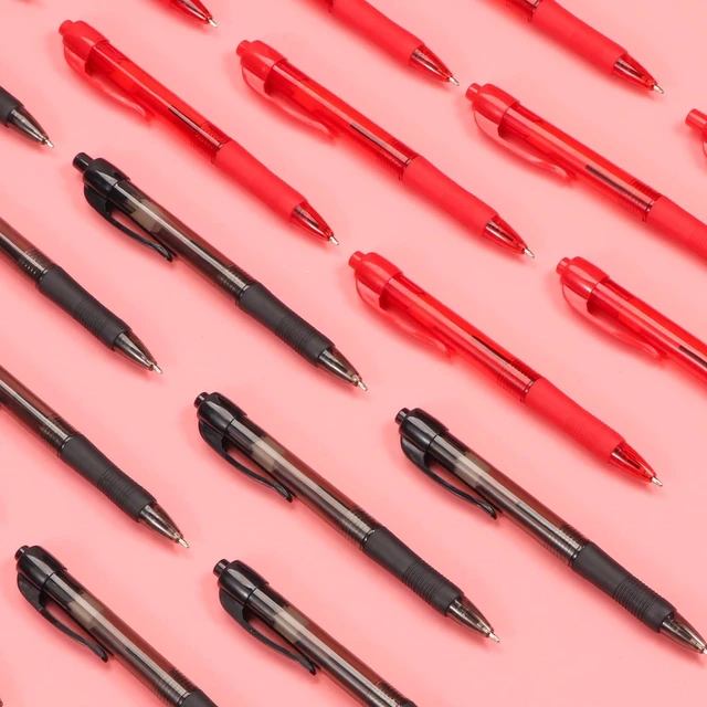 Alt view image 4 of 5 - Pens Bulk, 50 Pack No Bleed Black & Red Ink Click Pens with Soft Grip, Wholesale Retractable Ballpoint Pens for Office School, Medium Point Smooth 1.0MM