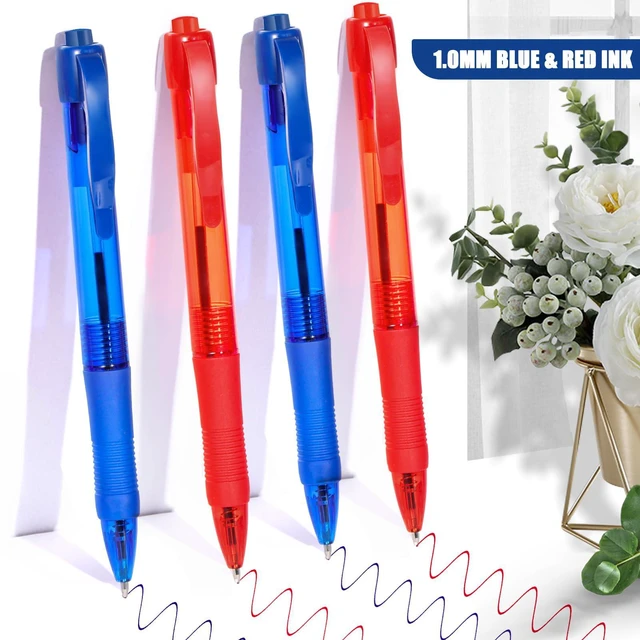 Alt view image 3 of 6 - Pens Bulk, 50 Pack No Bleed Blue & Red Ink Click Pens with Soft Grip, Wholesale Retractable Ballpoint Pens for Office School, Medium Point Smooth 1.0MM
