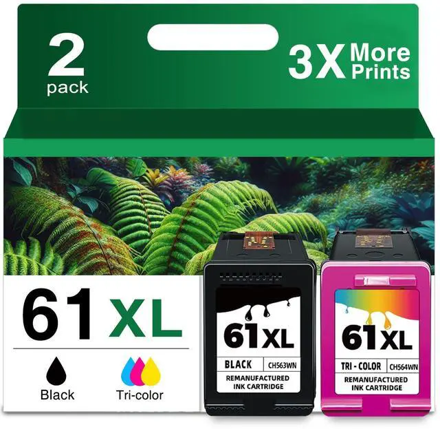 Main image of 61XL Ink Cartridge Black and Color Combo Pack Replacement for HP Ink 61 XL HP61 HP61XL High Yield & Vivid Color for Envy 4500 5530 5535 4502 4501 OfficeJet 4630 4635 Desjet 2540 2542 1000 Printer