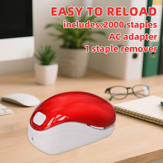Alt view image 3 of 7 - Electric Stapler,Including 2000 Staples and 1 Staple Remover, Suitable for Palm Size and high Comfort25 Sheet Capacity, AC Adapter or Battery PoweredBattery not Included