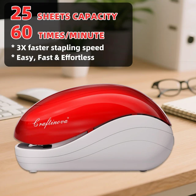 Alt view image 5 of 7 - Electric Stapler,Including 2000 Staples and 1 Staple Remover, Suitable for Palm Size and high Comfort25 Sheet Capacity, AC Adapter or Battery PoweredBattery not Included