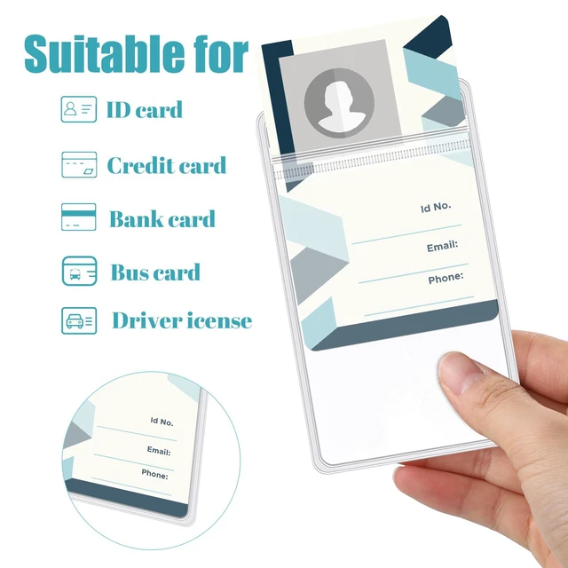 Alt view image 3 of 7 - 150 Pack Vertical Id Badge Holders, Clear Waterproof PVC, Resealable 4.5 x 2.7 In, Transparent Scan-Through Design, Zip Seal, For Office Staff, Teachers, Nurses, Students