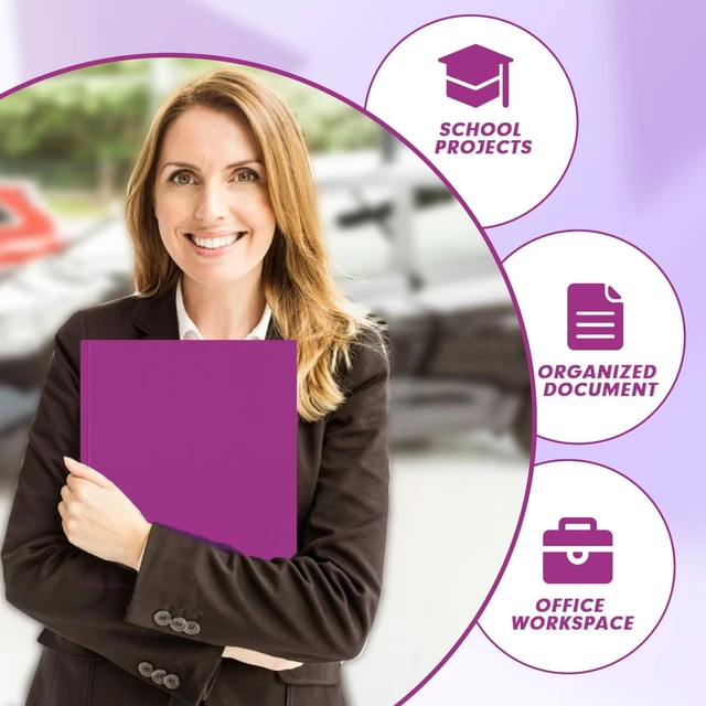 Alt view image 6 of 7 - 30 Pack Two Pocket Paper Folders with Prongs, Letter Size (Purple) 3 Prong Folders with Pockets, Paper, 3 Hole Punched, For School, Office, Home, Business